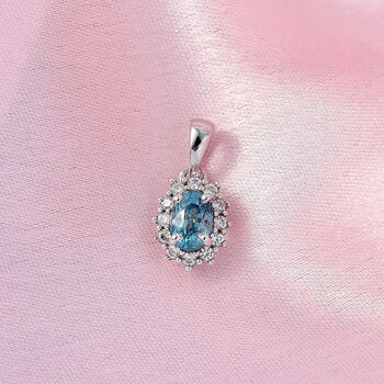 D'Joy blauer und wei&szlig;er Zirkon Anh&auml;nger - 1 ct.