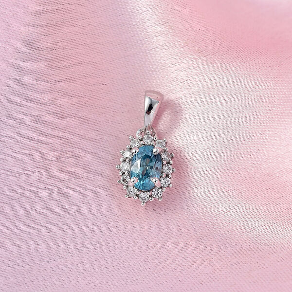 D'Joy Blauer Zirkon, Weißer Zirkon Anhänger 925 Silber rhodiniert ca. 1.01 ct image number 1