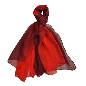 LA MAREY: handbemalter Chiffon-Seidenschal 110 x 180 cm, Schwarz