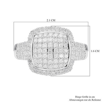 Wei&szlig;er Diamant Ring 925 Silber platiniert (Gr&ouml;&szlig;e 18.00) ca. 1.02 ct