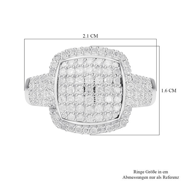 Weißer Diamant Ring 925 Silber platiniert (Größe 18.00) ca. 1.02 ct image number 2
