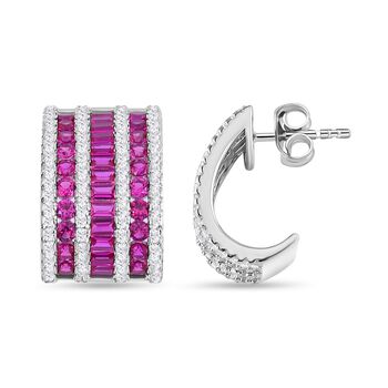 Rubin Zirkonia Ohrringe 925 Silber rhodiniert ca. 5,57 ct.