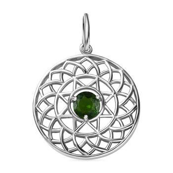 Nat&uuml;rlicher Chromdiopsid Anh&auml;nger 925 Silber rhodiniert ca. 0.51 ct