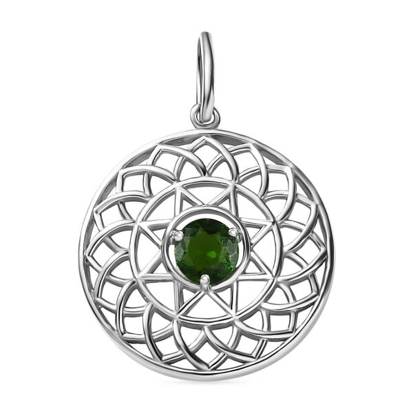 Nat&uuml;rlicher Chromdiopsid Anh&auml;nger, 925 Silber rhodiniert, ca. 0.51 ct.