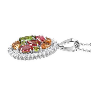 D'Joy AAA Multi-Calabar-Turmalin und Zirkon Anh&auml;nger mit 50cm Kette - 2 ct.