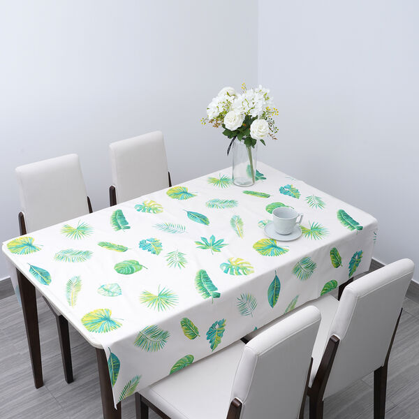 Wasserdichte PVC Tischdecke, Gr&uuml;nes Blattmuster