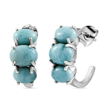 Larimar Creolen, 925 Silber platiniert ca. 6.41 ct