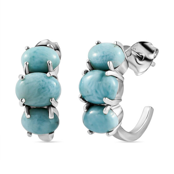 Larimar Creolen, 925 Silber platiniert ca. 6.41 ct