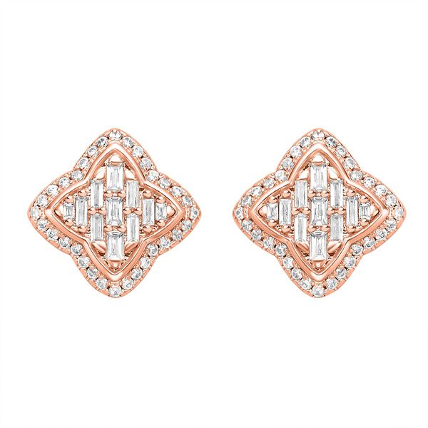 2er Set, Wei&szlig;e Zirkonia Halskette und Ohrringe, Messing, ros&eacute;farben image number 6