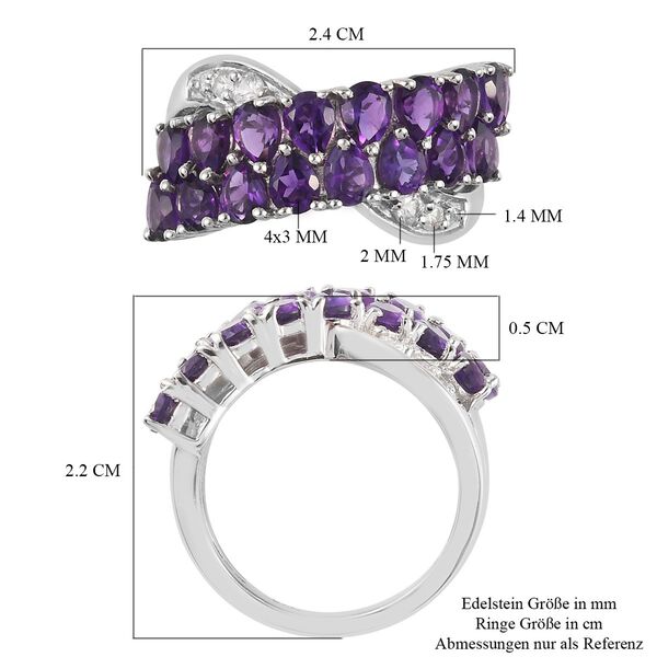 Lusaka Amethyst und Zirkon Ring 925 Silber Platin-&Uuml;berzug image number 7