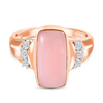 AA rosa Opal und Zirkon Ring - 3,64 ct.