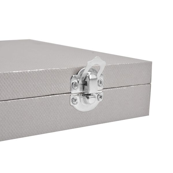 Moderne Ringschatulle aus Kunstleder mit zwei Verschl&uuml;ssen, 29x18.5x4cm, Silber image number 7