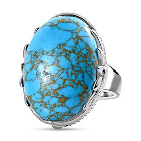 Blauer Türkis Ring, Edelstahl (Größe 17.00) ca. 19.00 ct