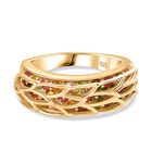 AA Mehrfarbiger-Turmalin Ring, 925 Silber Gelbgold Vermeil, (Größe 20.00) ca. 1.58 ct
