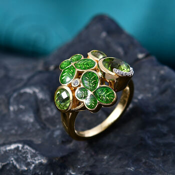 GP - AA Peridot Ring 925 Silber 750 Gelbgold vermeil (Gr&ouml;&szlig;e 17.00) ca. 2,18 ct