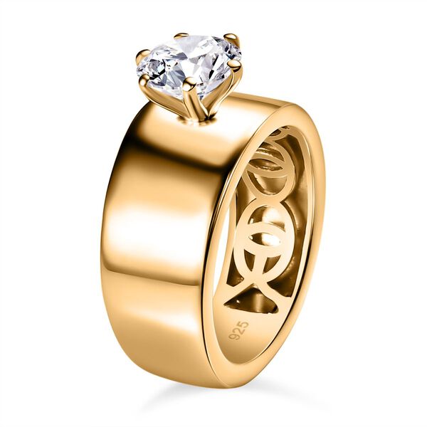 Moissanit Ring, 925 Silber Gelbgold Vermeil, (Größe 16.00) ca. 1.18 ct image number 7