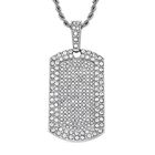 Rechteckiger Anhänger und Kette mit weißem Kristallbesatz, silberfarben 8.00 ct