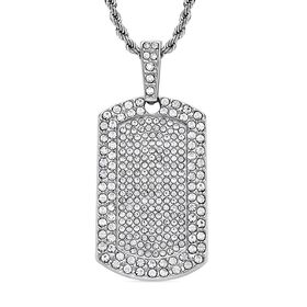 Weißer Kristall-Anhänger mit Kette in Silberton - 8 ct.