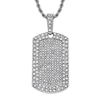 Wei&szlig;er Kristall-Anh&auml;nger mit Kette in Silberton - 8 ct.