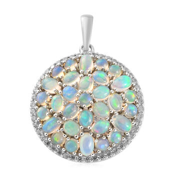 Nat&uuml;rlicher, &auml;thiopischer Opal-Anh&auml;nger, 925 Silber platiniert ca. 4,25 ct
