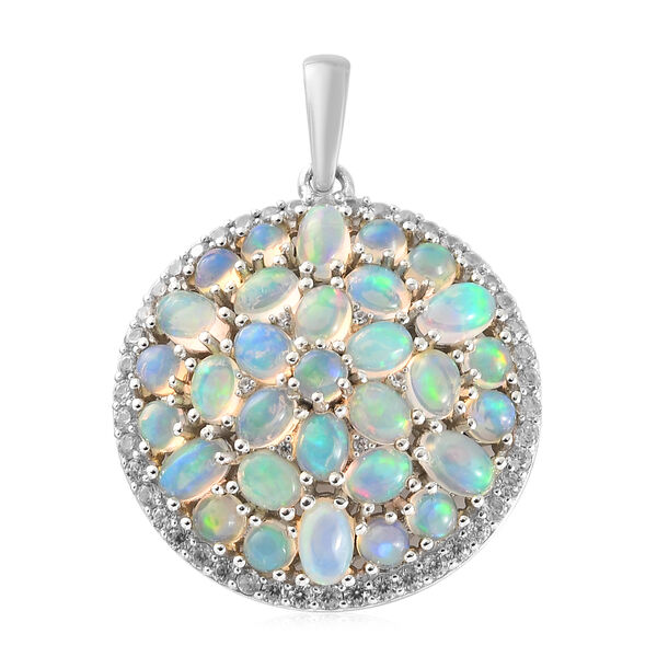 Nat&uuml;rlicher, &auml;thiopischer Opal-Anh&auml;nger, 925 Silber platiniert ca. 4,25 ct