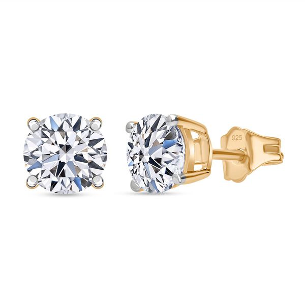 LUXURIANT VS Labor Diamant Ohrstecker, 925 Silber Gelbgold Vermeil - 1,50 ct.