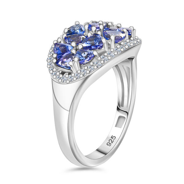 Tansanit und Zirkon Cluster Ring 925 Silber platiniert  ca. 2,03 ct image number 5