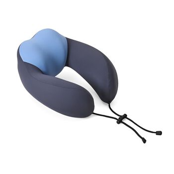 Reisekissen aus Memory-Schaum mit verstellbarem Kordelzug, ergonomisch geformt f&uuml;r Nackenst&uuml;tze, 29x16x25 cm, Dunkelgrau