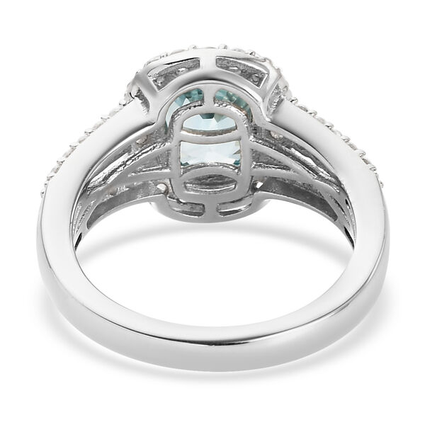 Blauer und Wei&szlig;er Zirkon Ring 925 Silber platiniert image number 6