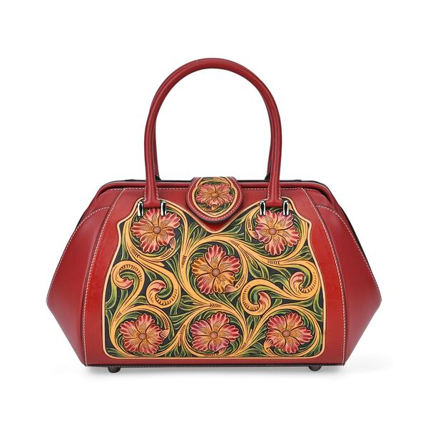 Grand Pelle  - Echtleder Handtasche, 35,5x23x18 cm, rot