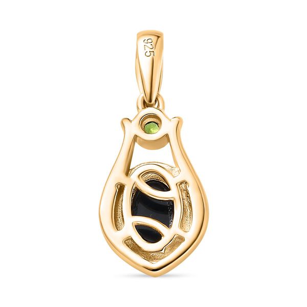 Boulder Opal Triplette, Nat&uuml;rlicher Chromdiopsid Anh&auml;nger 925 Silber Gelbgold Vermeil ca. 0,99 ct. image number 7