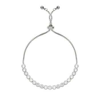 Wei&szlig;es Zirkonia-Armband, ca. 15.25 cm, reines Messing ca. 3,00 ct