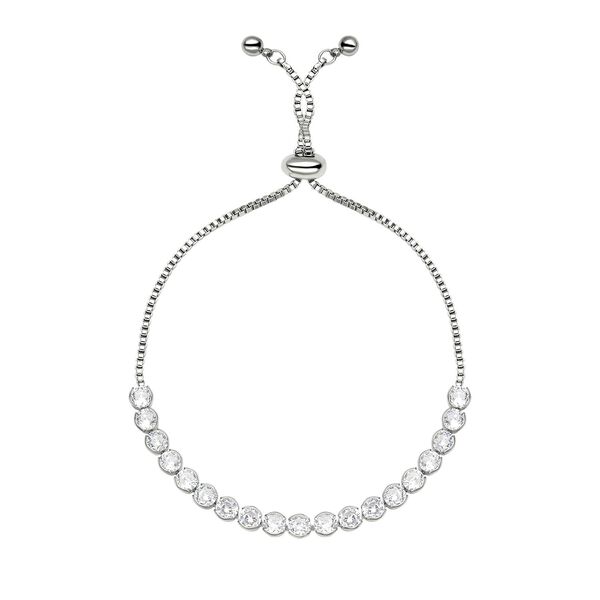 Wei&szlig;es Zirkonia-Armband, ca. 15.25 cm, reines Messing ca. 3,00 ct