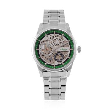 Limitiert verf&uuml;gbar- GENOA Automatikwerk 3ATM Wasserdichtheit Skelettuhr mit reinem 316L Edelstahl -Kettenarmband - Gr&uuml;n