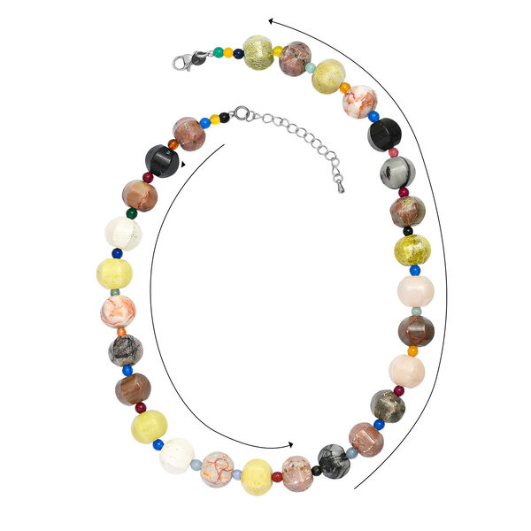 Mehrfarbiges Jaspis und Multi Edelstein 45+5cm Halskette - 430 ct. image number 4