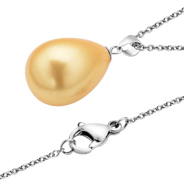 Goldener Muschelkernperlen-Anh&auml;nger mit Kette - 38,50 ct. image number 4