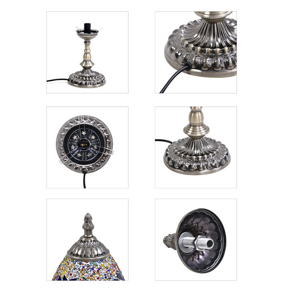 Handgefertigte, orientalische Mosaik Glas Tischlampe - Eiform, Gr&ouml;&szlig;e 15x15x48 cm, Mehrfarbig image number 6