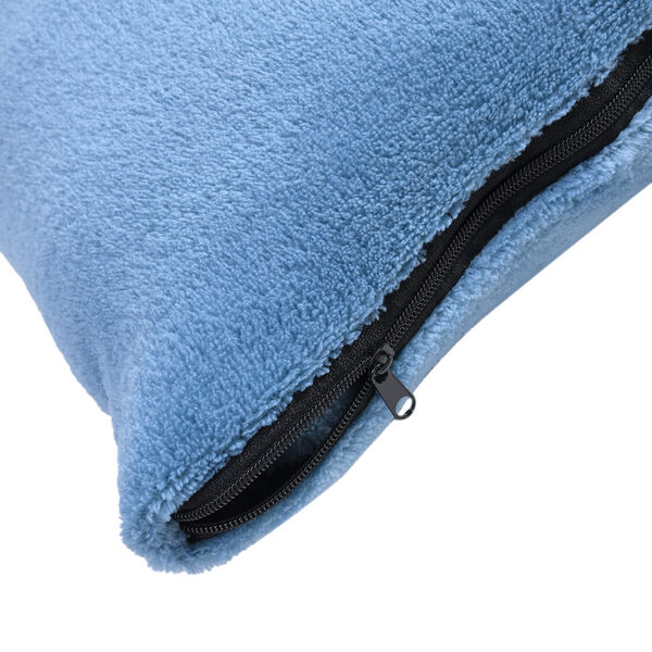 2 in 1 Fleece Reisedecke 127x152 cm und Kissen 30x30 cm, Meerblau image number 6