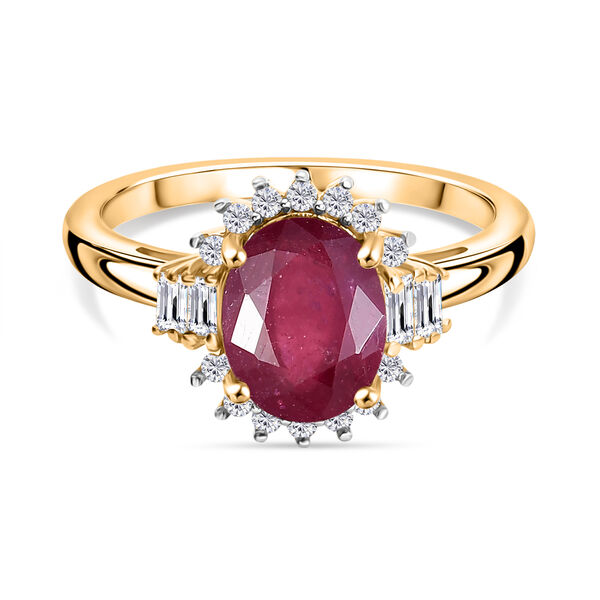 D'Joy afrikanischer Rubin, wei&szlig;er Topas und Zirkon Ring - 3,13 ct.