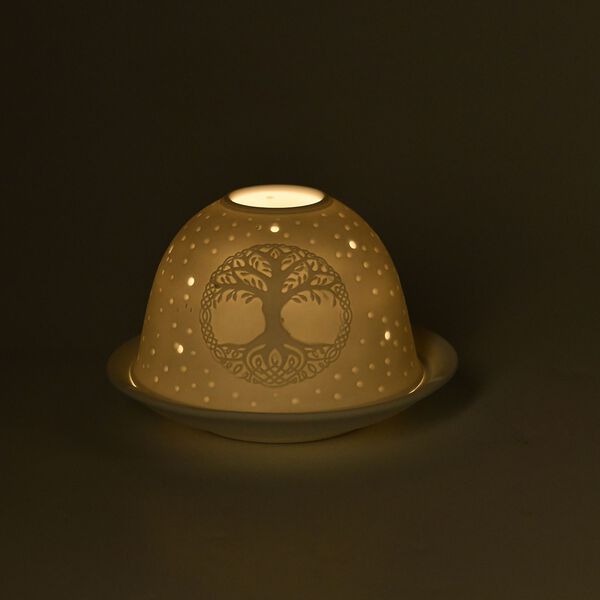 Porzellan-Teelichthalter mit LED, Baum des Lebens Motiv image number 3