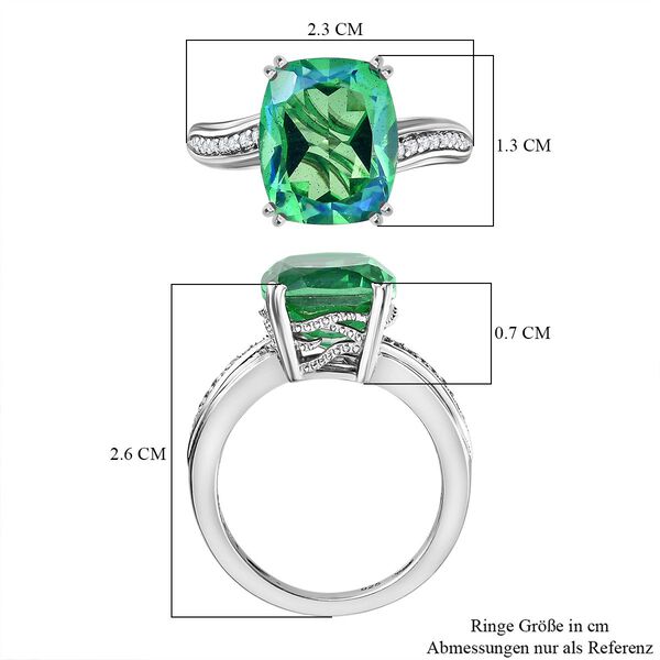 Pfau Quarz Triplette, Wei&szlig;er Zirkon Ring 925 Silber platiniert (Gr&ouml;&szlig;e 20.00) ca. 5.58 ct image number 7