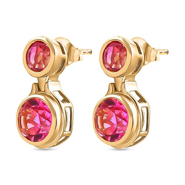 Sunset Quarz Triplette Ohrringe, 925 Silber Gelbgold Vermeil, ca. 6.89 ct image number 4