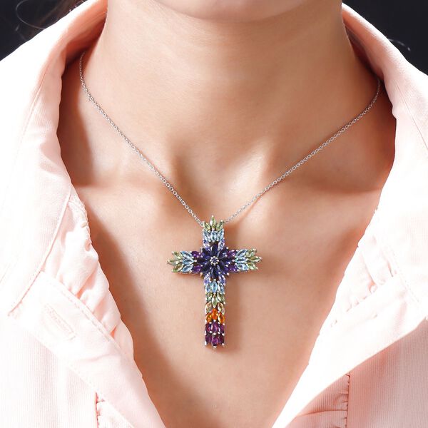 Mehrfarbiger Edelstein-Anh&auml;nger mit Kette- 7,89 ct. image number 3