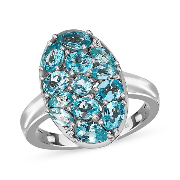 Paraiba-Apatit Ring 925 Silber platiniert (Größe 17.00) ca. 2.12 ct image number 4