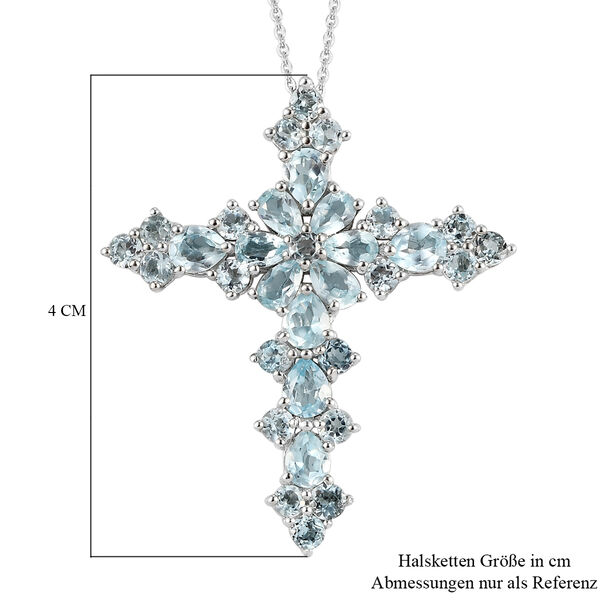 Himmelblauer Topas Kreuz-Anhänger mit Kette, ca. 5,93 ct image number 6