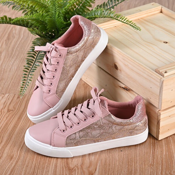 LA MAREY - Sneaker aus Kunstleder, Schlangenhautmuster, Gr&ouml;&szlig;e 40, Rosa image number 3