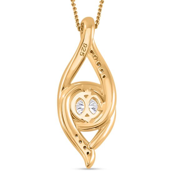 Moissanit Anhänger mit 45cm Kette , 925 Silber Gelbgold Vermeil - 0,70 ct. image number 4