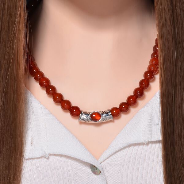 Rote Achat-Halskette, 45 cm - 330 ct. image number 2