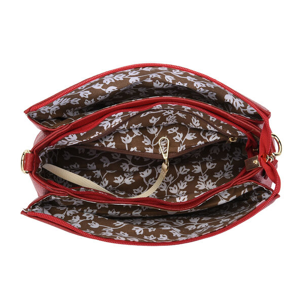 Sencillez Crossbody Tasche aus echtem Leder,  Gr&ouml;&szlig;e 28x9x17 cm, Weinrot image number 5