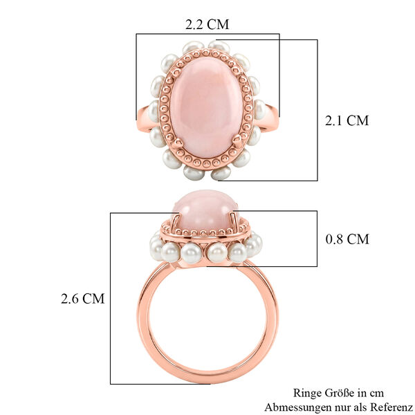 D'Joy Rosa Opal, S&uuml;&szlig;wasser Perle (3mm) Ring 925 Silber 750 Ros&eacute;gold Vermeil (Gr&ouml;&szlig;e 21.00) image number 6